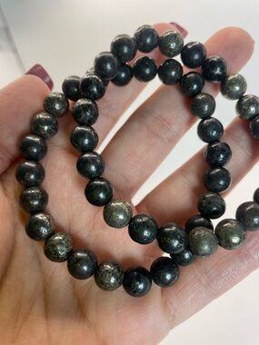 ONE Pyrite in Magnetite Beaded Stretch Bracelet - 8mm (0120)